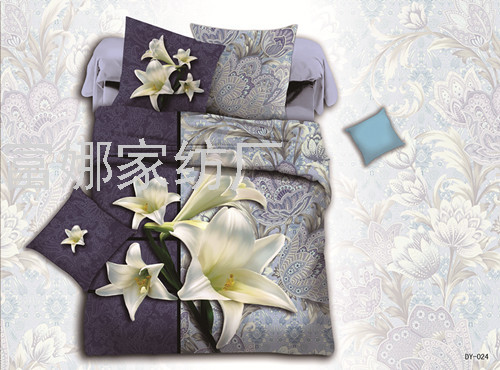 Four-Piece Bedding Set 3D Printing Quilt Cover Bed Sheet Quilt Cover Pillow plus-Sized Size Foreign Trade Custom Chemical Fiber Polyester