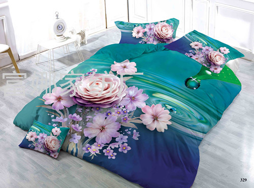 Four-Piece Bedding Set 3D Printing Quilt Cover Bed Sheet Quilt Cover Pillow plus-Sized Size Foreign Trade Custom Chemical Fiber Polyester