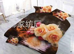 Four-Piece Bedding Set 3D Printing Quilt Cover Bed Sheet Quilt Cover Pillow plus-Sized Size Foreign Trade Custom Chemical Fiber Polyester