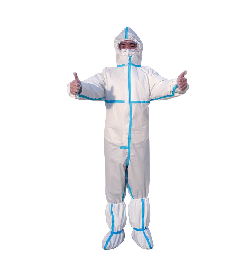 Medical Disposable Protective Clothing Non-Woven One-Piece Special Layering Disposable Protective Coveralls 65G Double Certification White List Hangzhou