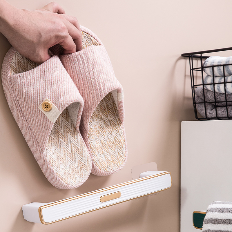 Creative and Slightly Luxury Slippers Storage Rack Punch-Free Bathroom Storage Rack Household Slipper Rack Bathroom Nail-Free Towel Rack
