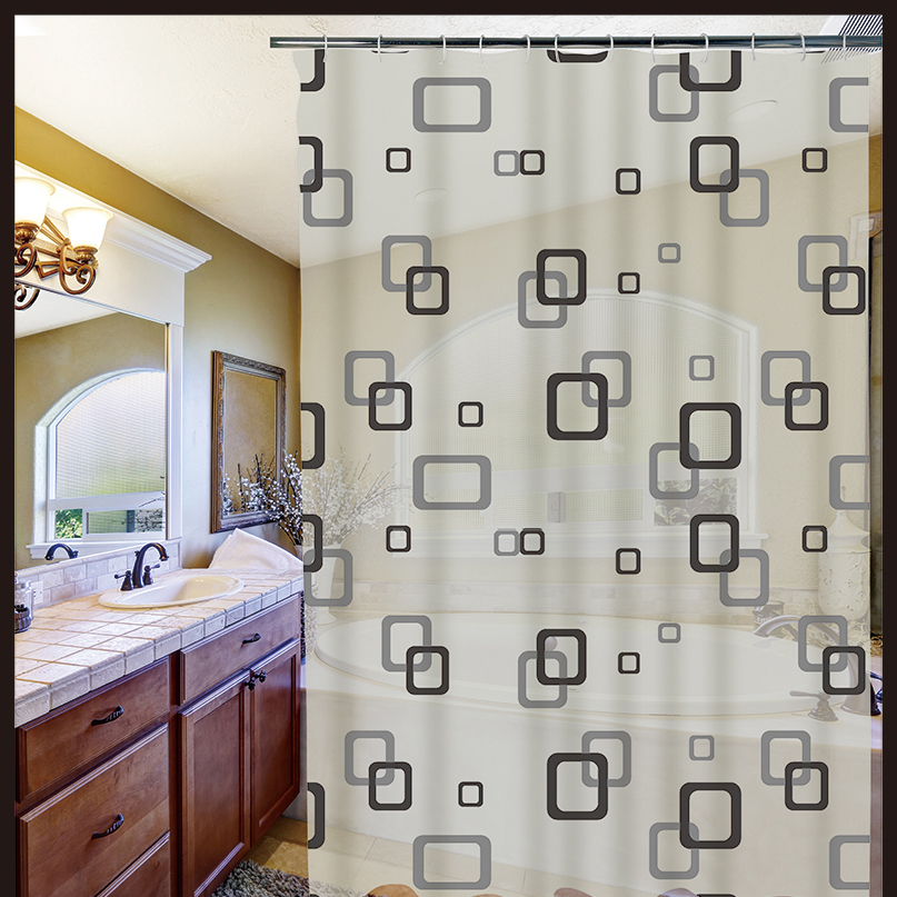 1.8*1.8 Bathroom Waterproof Mildew Shower Curtain Cloth Bath Punch-Free Shower Room Partition Hanging Curtain Bathroom Shower Curtain
