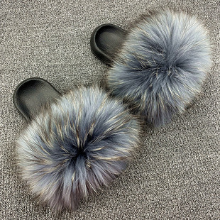 Amazon Faux Fox Fur Slippers Female Summer New Style Plush Slipper Faux Raccoon Fur Non-Slip Sandals Amazon Faux Fox Fur Slippers Female Summer New Style Plush Slipper Faux Raccoon Fur Non-Slip Sandals
