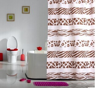 Factory direct sales bathroom thickened waterproof white background patterns two bath supplies, anti - mildew polyester small curtain