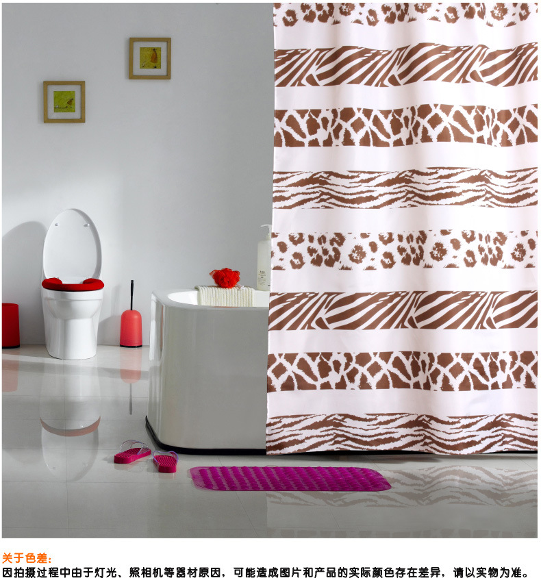 Factory direct sales bathroom thickened waterproof white background patterns two bath supplies, anti - mildew polyester small curtain