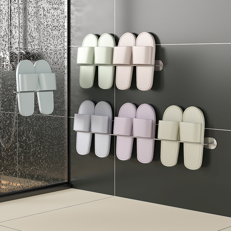 Guangkai Stainless Steel Bathroom Slipper Rack Wall-Mounted Punch-Free Bathroom Storage Organizing Rack Creative Shoe Rack
