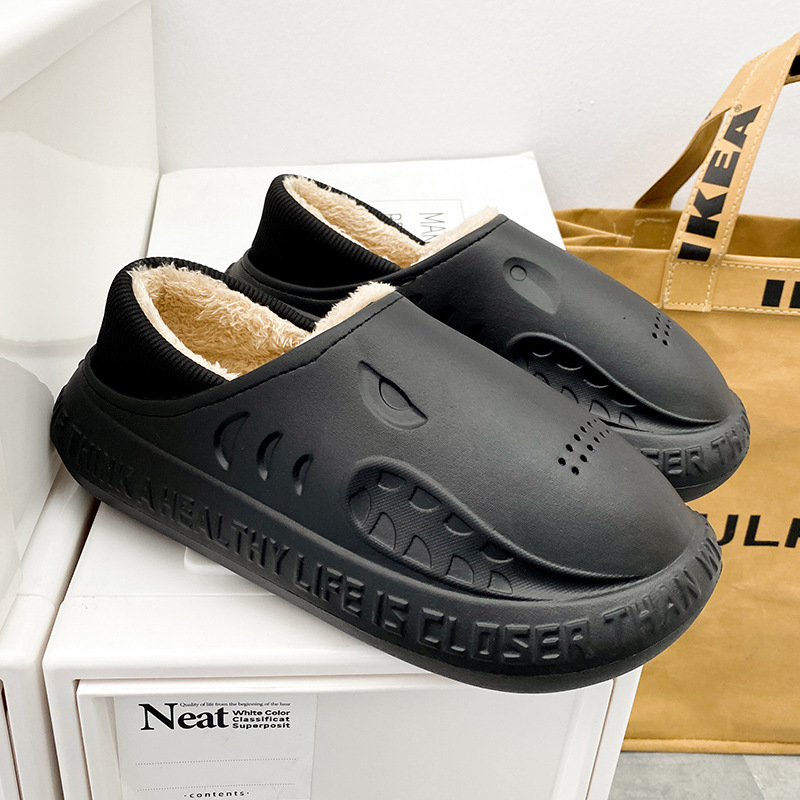Cotton Slippers Men&#039;s Bag Winter Match 2022 New Indoor Home Thick Bottom and Warm Keeping Non-Slip Waterproof Cotton Shoes Fur Slipper