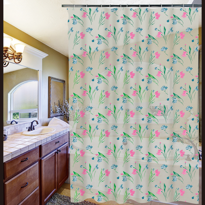 1.8*1.8 Bathroom Waterproof Mildew Shower Curtain Cloth Bath Punch-Free Shower Room Partition Hanging Curtain Bathroom Shower Curtain