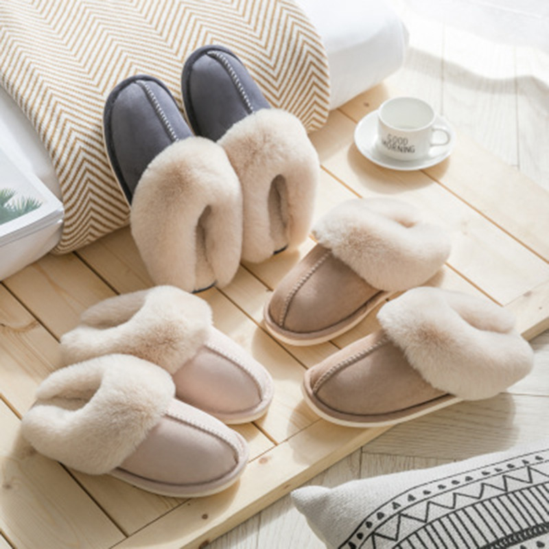 2020 Autumn and Winter Cotton Slippers Home Autumn Winter Couple Warm Thick Woolen Slipper Men&#039;s and Women&#039;s Slippers Foreign Trade Cotton Shoes Wholesale