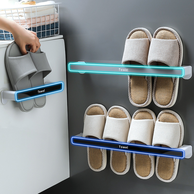 Household Storage Rack Bathroom Punch-Free Shoe Rack Simple Shoe Storage Rack Bathroom Wall-Mounted Stall Slipper Rack