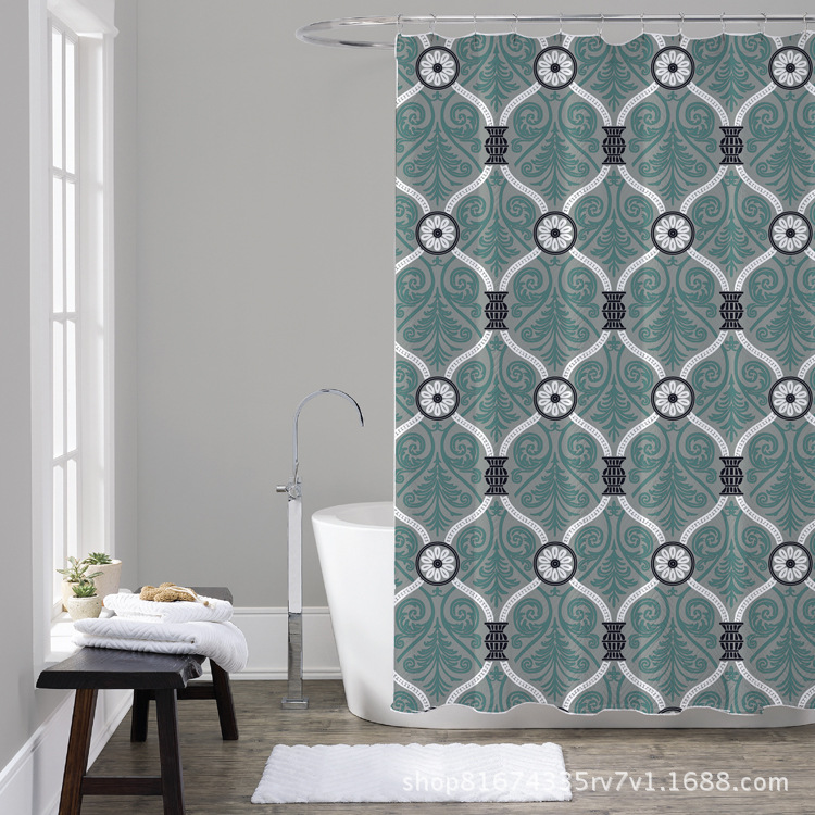 Factory in Stock Wholesale Direct Sales New Slubbed Fabric High-End Environmental Protection Shower Curtain Bathroom Waterproof and Mildew-Proof Bath