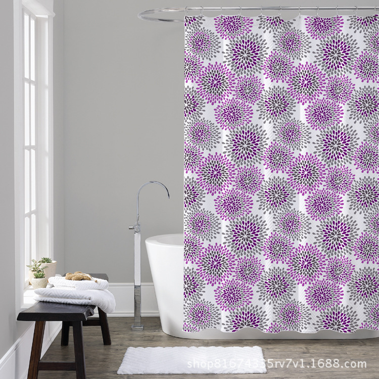 Factory in Stock Wholesale Direct Sales New Slubbed Fabric High-End Environmental Protection Shower Curtain Bathroom Waterproof and Mildew-Proof Bath