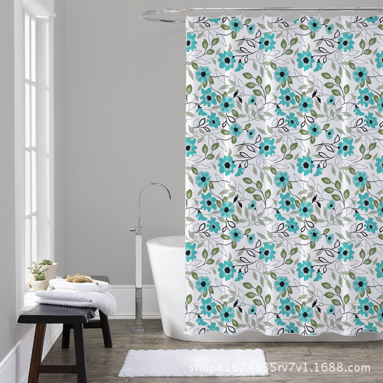 Factory in Stock Wholesale Direct Sales New Slubbed Fabric High-End Environmental Protection Shower Curtain Bathroom Waterproof and Mildew-Proof Bath