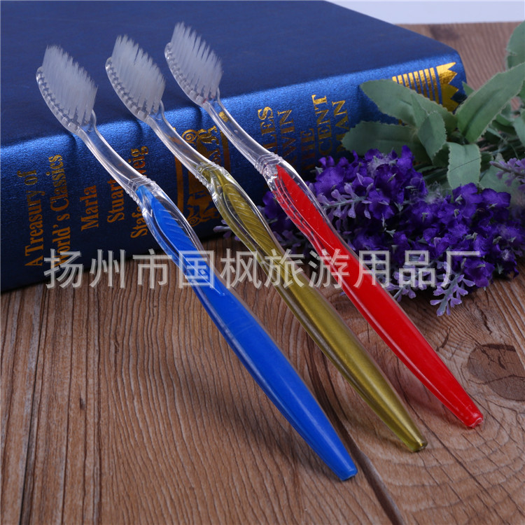 Star Hotel Standard Disposable Supplies Toothpaste Toothbrush Standard Two-in-One Large Two-Color Leaf Toothbrush Non-Slip