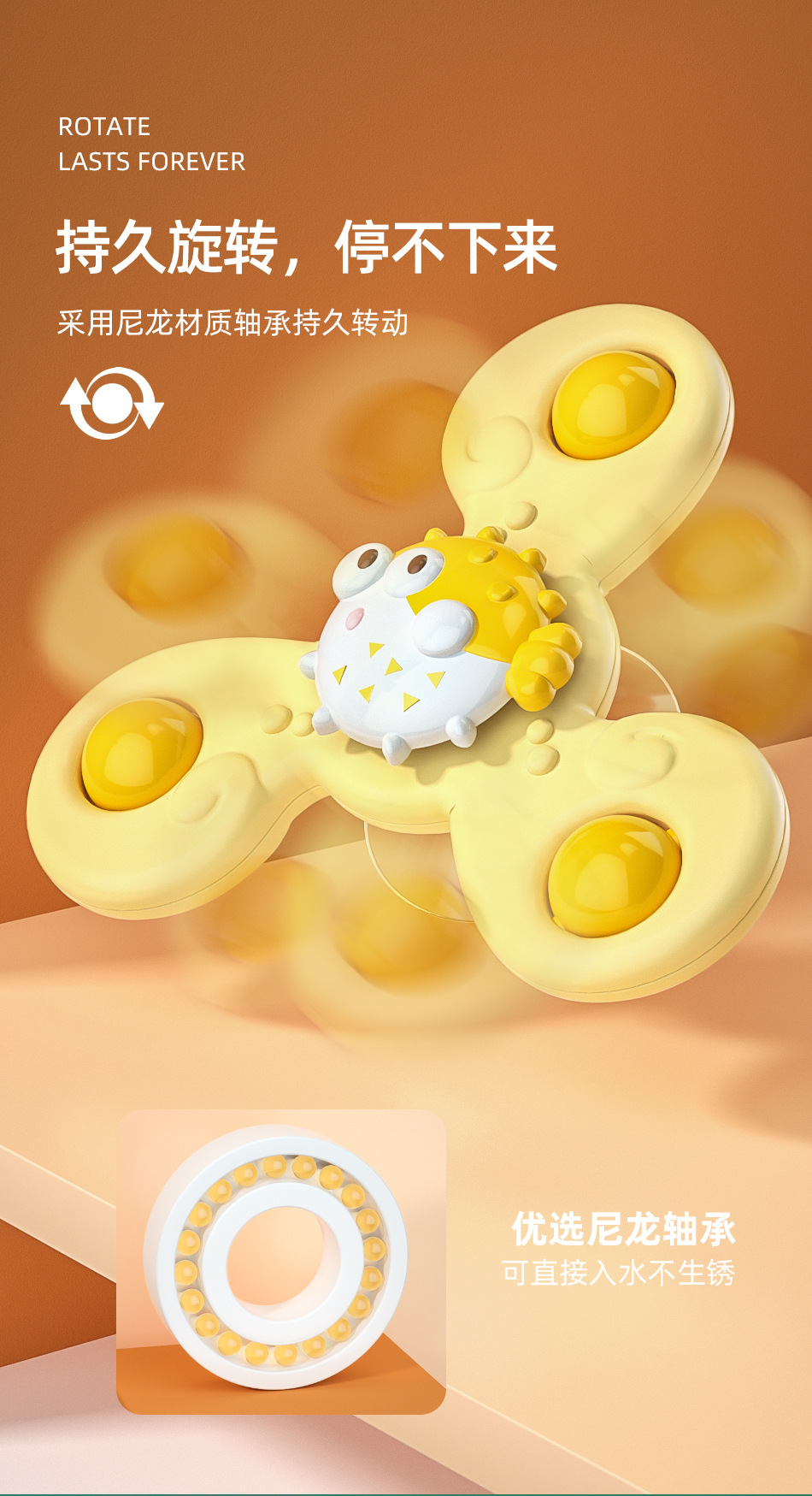 4711 Rotating Flower Sucker Rotary Table Toy Baby Fun Dining Table and Chair Children Bath Fingertip Gyro