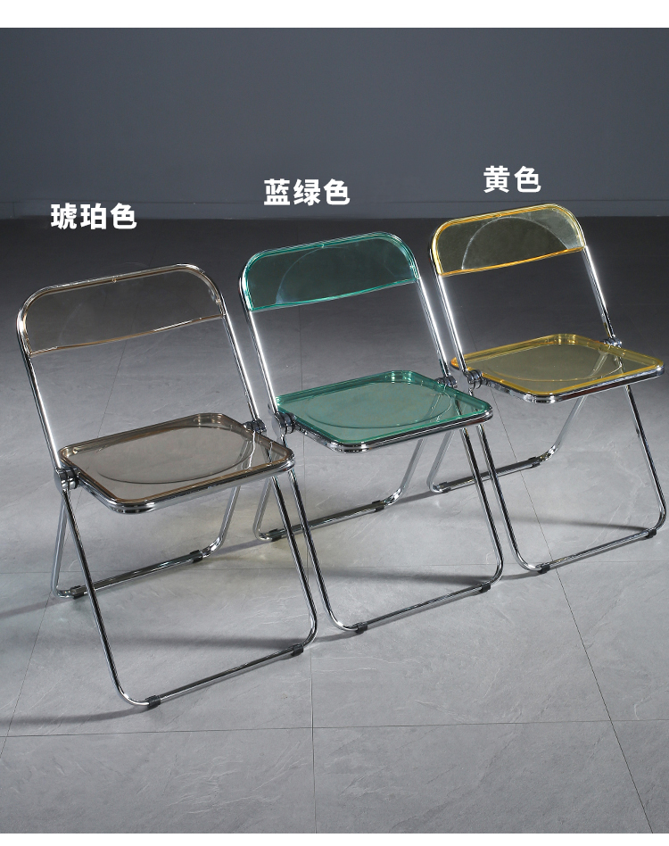Factory Direct Transparent Chair Plastic Crystal Stool Nordic Folding Dining Chair Home Backrest Acrylic Cosmetic Chair
