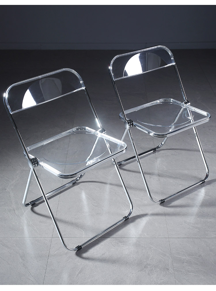Factory Direct Transparent Chair Plastic Crystal Stool Nordic Folding Dining Chair Home Backrest Acrylic Cosmetic Chair