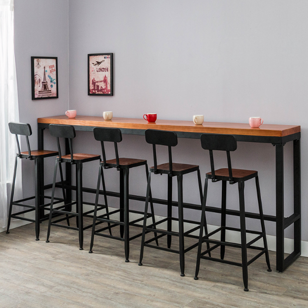 Nordic Solid Wood Wall Bar High Leg Table and Chair Home Long Table and Chair Bar Iron Wall Milk Tea Shop Water Bar Counter