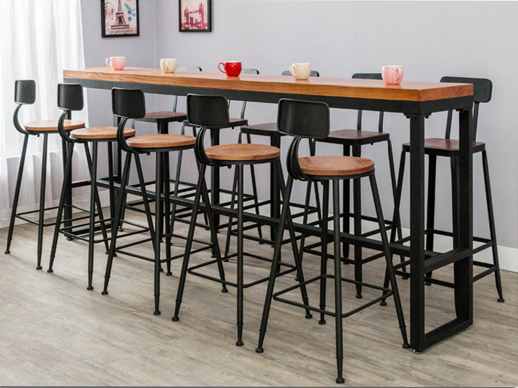 Nordic Solid Wood Wall Bar High Leg Table and Chair Home Long Table and Chair Bar Iron Wall Milk Tea Shop Water Bar Counter Nordic Solid Wood Wall Bar High Leg Table and Chair Home Long Table and Chair Bar Iron Wall Milk Tea Shop Water Bar Counter