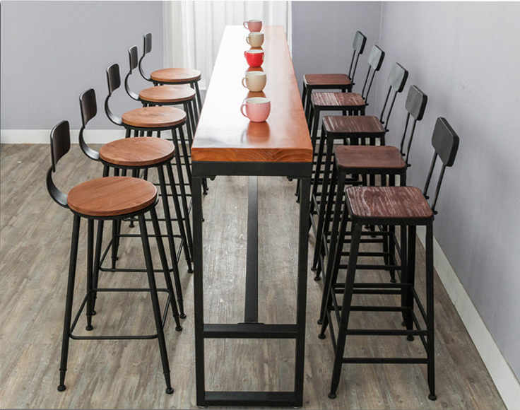 Nordic Solid Wood Wall Bar High Leg Table and Chair Home Long Table and Chair Bar Iron Wall Milk Tea Shop Water Bar Counter Nordic Solid Wood Wall Bar High Leg Table and Chair Home Long Table and Chair Bar Iron Wall Milk Tea Shop Water Bar Counter