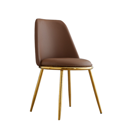 LV Character Furniture-Light Luxury Net Red Leather Backrest Dining Table and Chair Nordic Simple Iron Household Gold Plated Cosmetic Chair