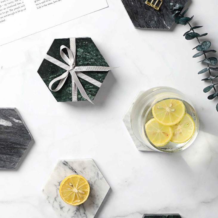 Nordic Natural Marble Coaster Irregular Rhombus Heat Insulation Non-Slip Coffee Cup Mat Pure Stone Jewelry Display Cushioning