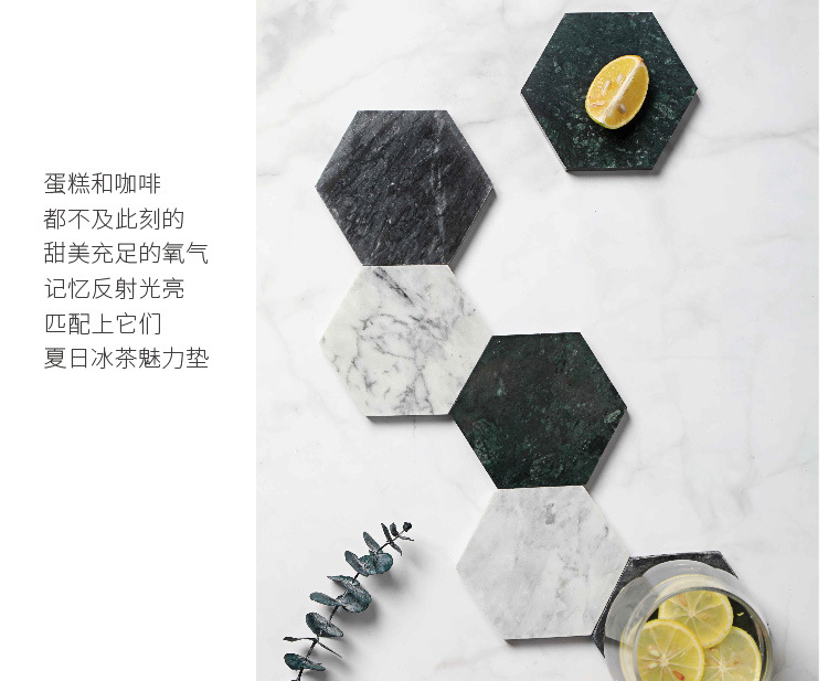Nordic Natural Marble Coaster Irregular Rhombus Heat Insulation Non-Slip Coffee Cup Mat Pure Stone Jewelry Display Cushioning