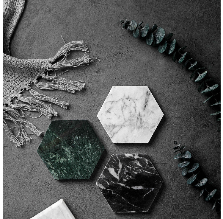 Nordic Natural Marble Coaster Irregular Rhombus Heat Insulation Non-Slip Coffee Cup Mat Pure Stone Jewelry Display Cushioning