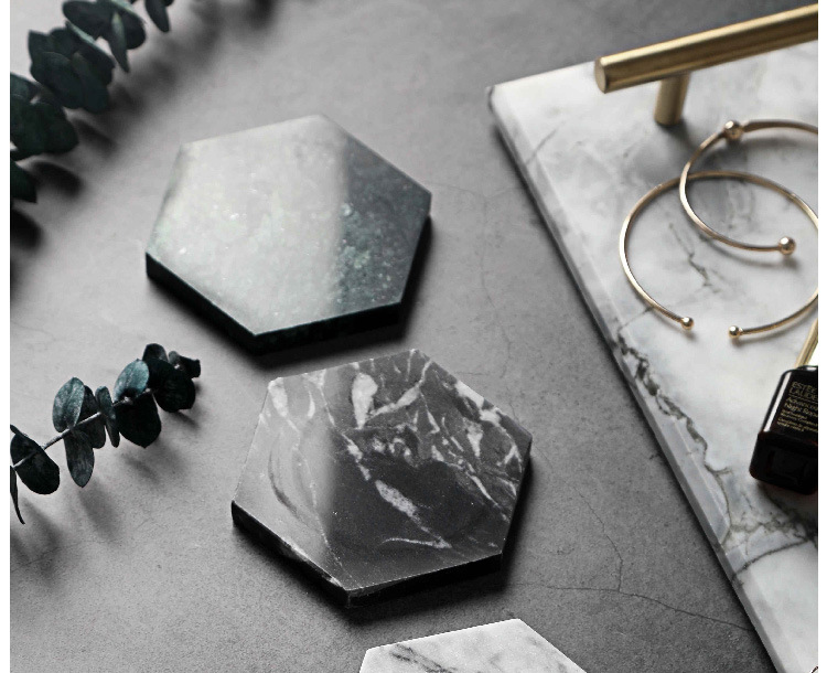 Nordic Natural Marble Coaster Irregular Rhombus Heat Insulation Non-Slip Coffee Cup Mat Pure Stone Jewelry Display Cushioning