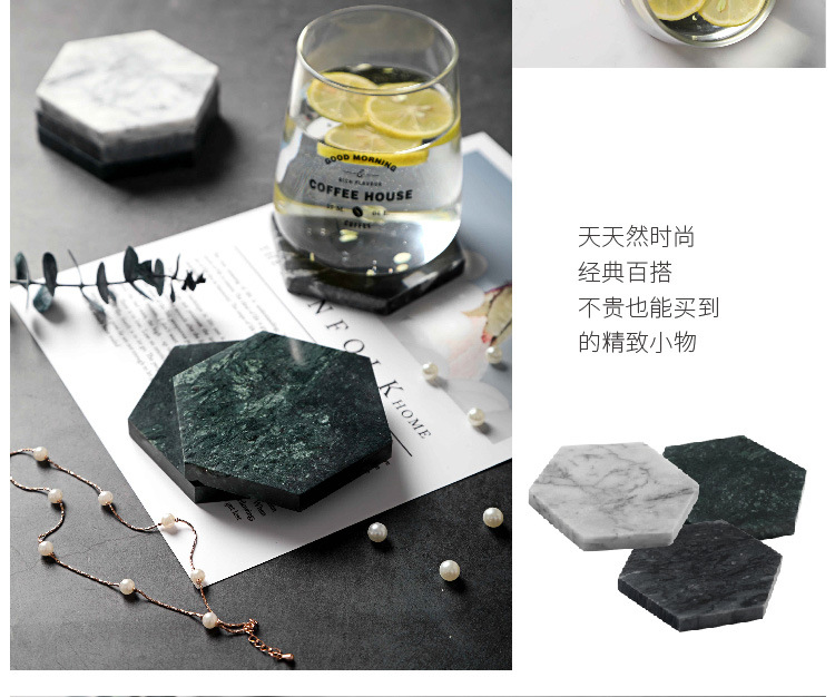 Nordic Natural Marble Coaster Irregular Rhombus Heat Insulation Non-Slip Coffee Cup Mat Pure Stone Jewelry Display Cushioning