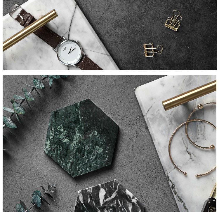 Nordic Natural Marble Coaster Irregular Rhombus Heat Insulation Non-Slip Coffee Cup Mat Pure Stone Jewelry Display Cushioning
