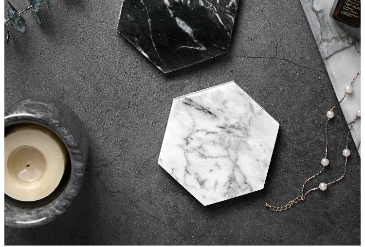 Nordic Natural Marble Coaster Irregular Rhombus Heat Insulation Non-Slip Coffee Cup Mat Pure Stone Jewelry Display Cushioning