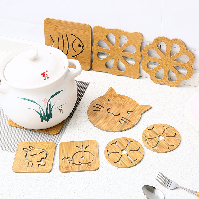 Home Wooden Cartoon Heat Proof Mat Dining Table Cushion Non-Slip Pot Mat Creative Cute Mat Teacup Mat Bowl Coaster Cup Coaster