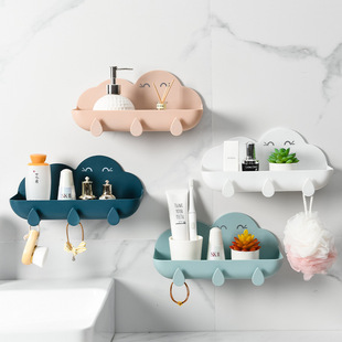 Punch-Free Toilet Paper Roll Holder Kitchen Towel Rack Plastic Wrap Storage Rack Roll Paper Holder Self-Adhesive Seamless Wall Hanging Storage Rack