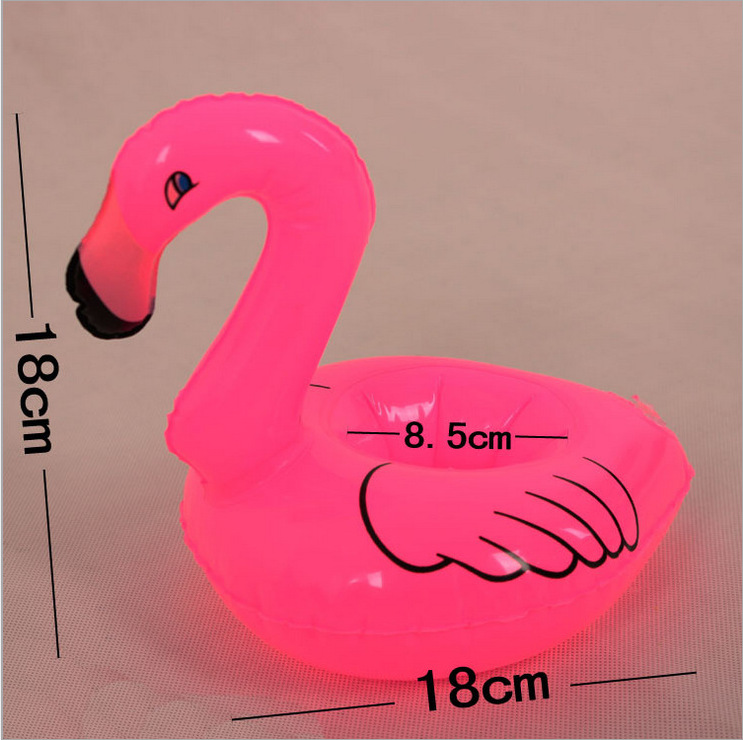 PVC Inflatable Flamingo Cup Holder Cup Saucer Water Cola Drink Phone Cover Coaster in Stock Wholesale