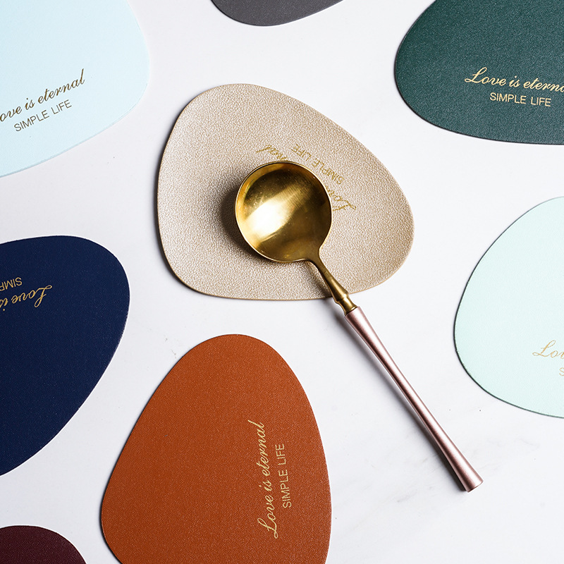 Non-Specification Table Mat Cup Mat Nordic Style Leather Coaster Simple Waterproof Oil-Proof Pu Placemat Daily Coaster 