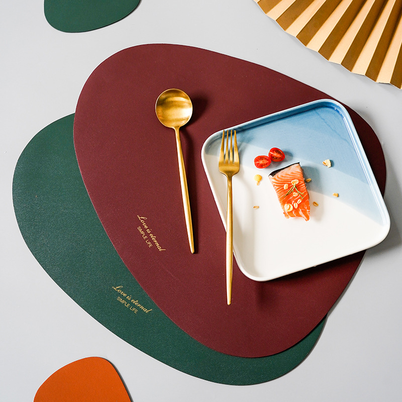 Non-Specification Table Mat Cup Mat Nordic Style Leather Coaster Simple Waterproof Oil-Proof Pu Placemat Daily Coaster 