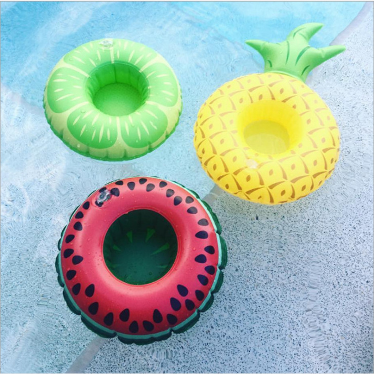 Spot PVC Inflatable Water Sports Goods Flamingo Coaster Inflatable Water Floating Beverage Cup Holder Cup Holder