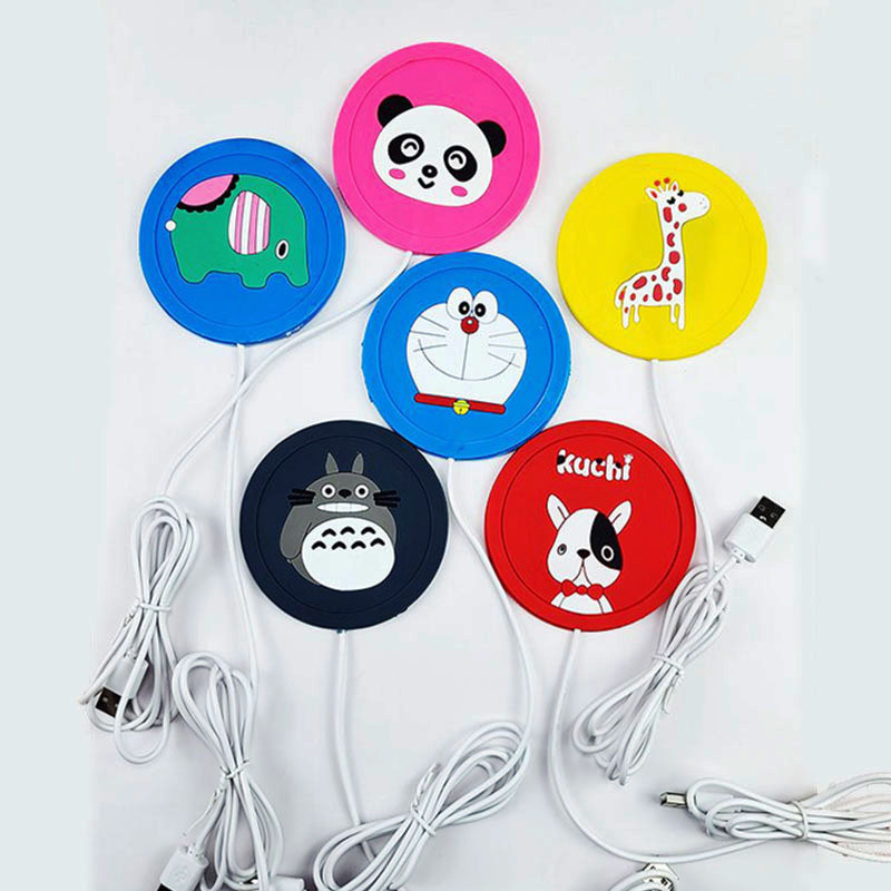 Creative Cartoon PVC Flexible Glue Thermal Cup Pad USB Heating Coaster Silicone Temperature Keeping Pad Heat Proof Mat Logo Customization