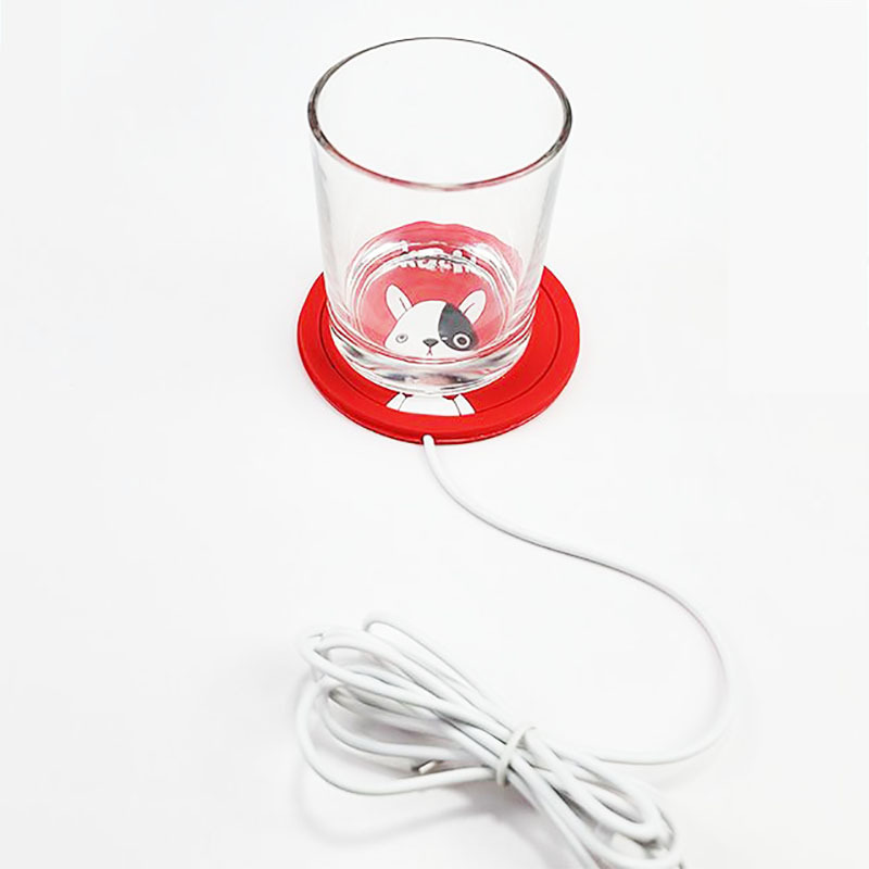 Creative Cartoon PVC Flexible Glue Thermal Cup Pad USB Heating Coaster Silicone Temperature Keeping Pad Heat Proof Mat Logo Customization