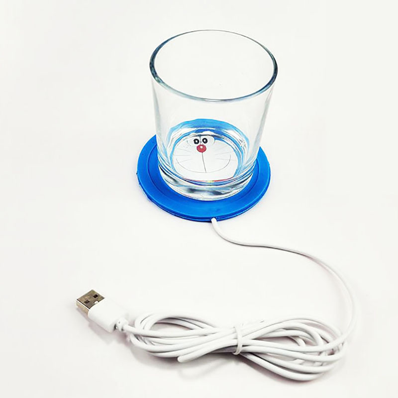 Creative Cartoon PVC Flexible Glue Thermal Cup Pad USB Heating Coaster Silicone Temperature Keeping Pad Heat Proof Mat Logo Customization