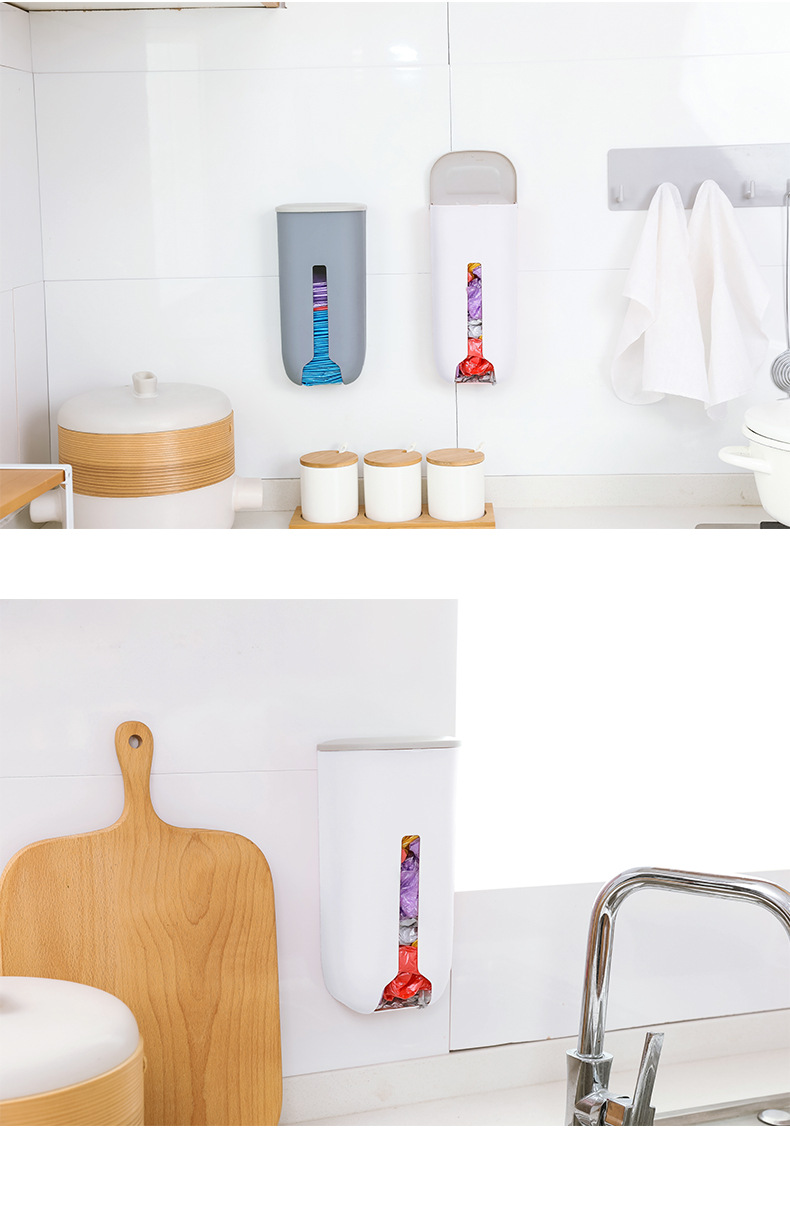 2519 Plastic Bag Storage Box Kitchen Wall Hanging for Holding Garbage Bag Box Extraction Garbage Bag Storage Box
