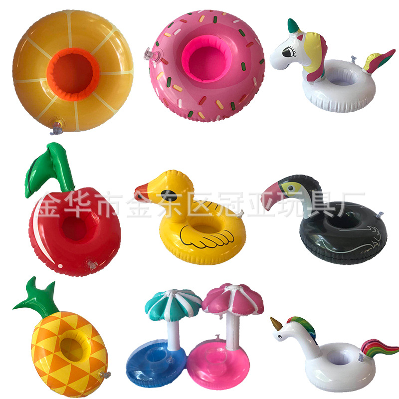 Spot Supply PVC Inflatable Water Toys Flamingo Cup Holder Inflatable Float Coaster Floating Beverage Cup Holder