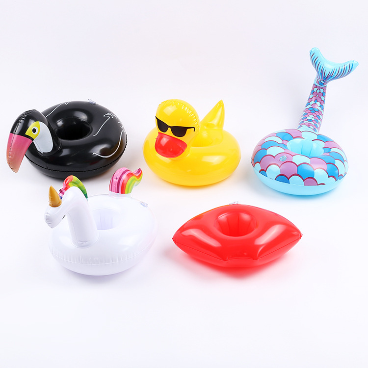 Spot Supply PVC Inflatable Water Toys Flamingo Cup Holder Inflatable Float Coaster Floating Beverage Cup Holder