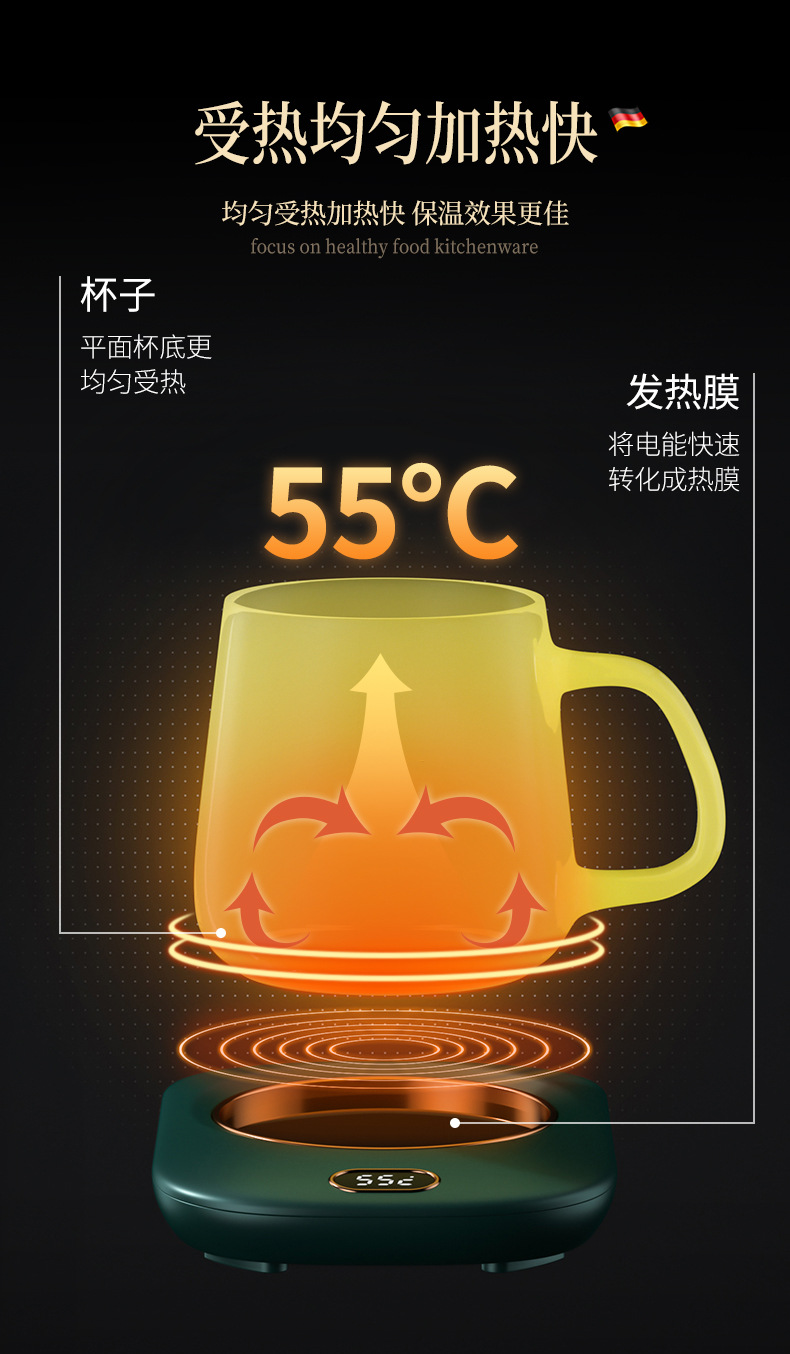 Three-Gear Digital Display Thermal Cup 55 Degrees Heating Coaster Desktop Insulated Coaster Wireless High Temperature Resistant Touch Coaster Three-Gear Digital Display Thermal Cup 55 Degrees Heating Coaster Desktop Insulated Coaster Wireless High Temperature Resistant Touch Coaster