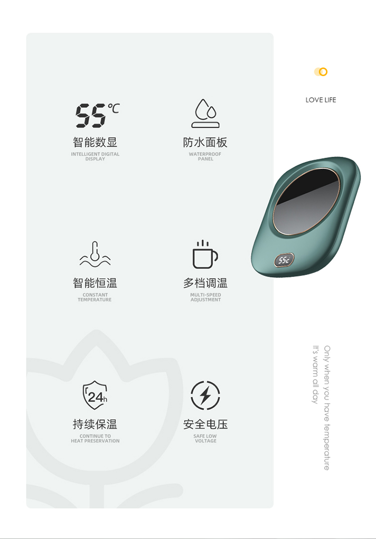 Cross-Border New Arrival Smart Heating Coaster 55 Degrees Thermal Cup Office Ceramic Cup Touch USB Warm Cup Gift Cross-Border New Arrival Smart Heating Coaster 55 Degrees Thermal Cup Office Ceramic Cup Touch USB Warm Cup Gift