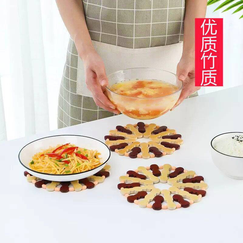 Bamboo Placemat Heat Proof Mat Dining Table Cushion Plate Mat Household Mat Potholder Casserole Mat Potholder Bowl Coaster Cup Coaster Vegetable Mat