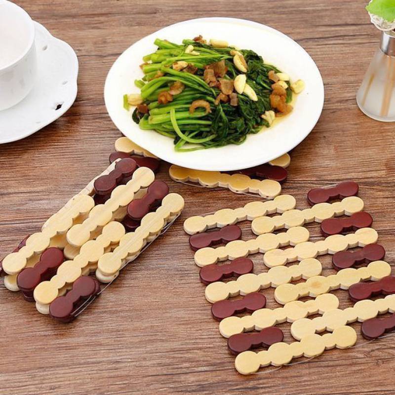 Bamboo Placemat Heat Proof Mat Dining Table Cushion Plate Mat Household Mat Potholder Casserole Mat Potholder Bowl Coaster Cup Coaster Vegetable Mat