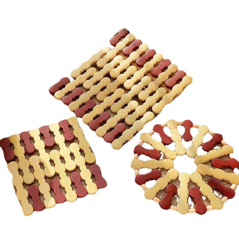 Bamboo Placemat Heat Proof Mat Dining Table Cushion Plate Mat Household Mat Potholder Casserole Mat Potholder Bowl Coaster Cup Coaster Vegetable Mat