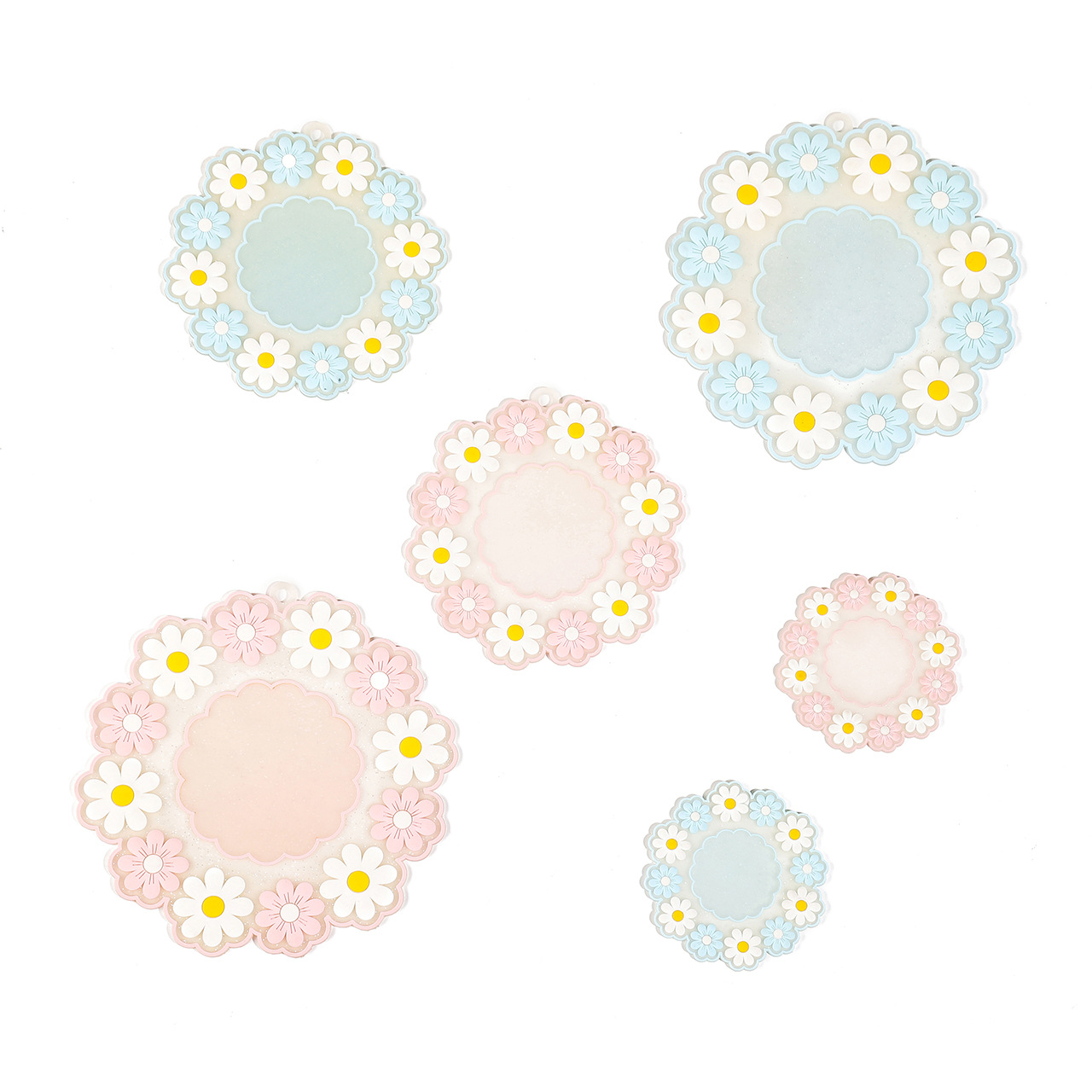 Fresh Silicone Thermal-Insulation Mat PVC Dinning Table Placemat High-Temperature Resistance Anti-Scald Potholder Little Daisy Cup Coaster
